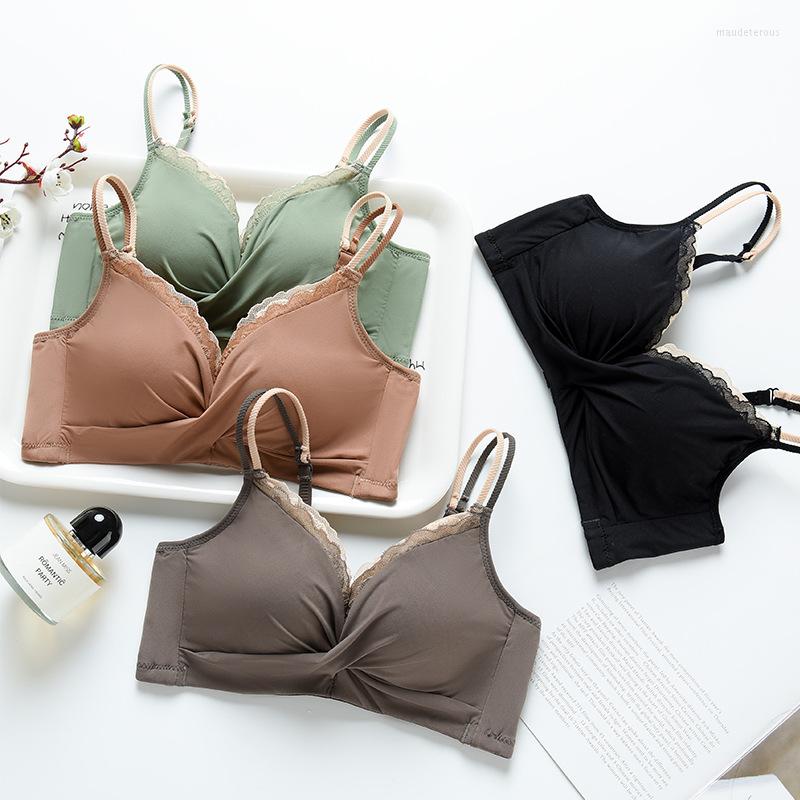 

Bras Autumn Winter For Women Girls Bralette Wireless Cotton Cup A B Padded Push Up Maiden Black Bra Underwear Female