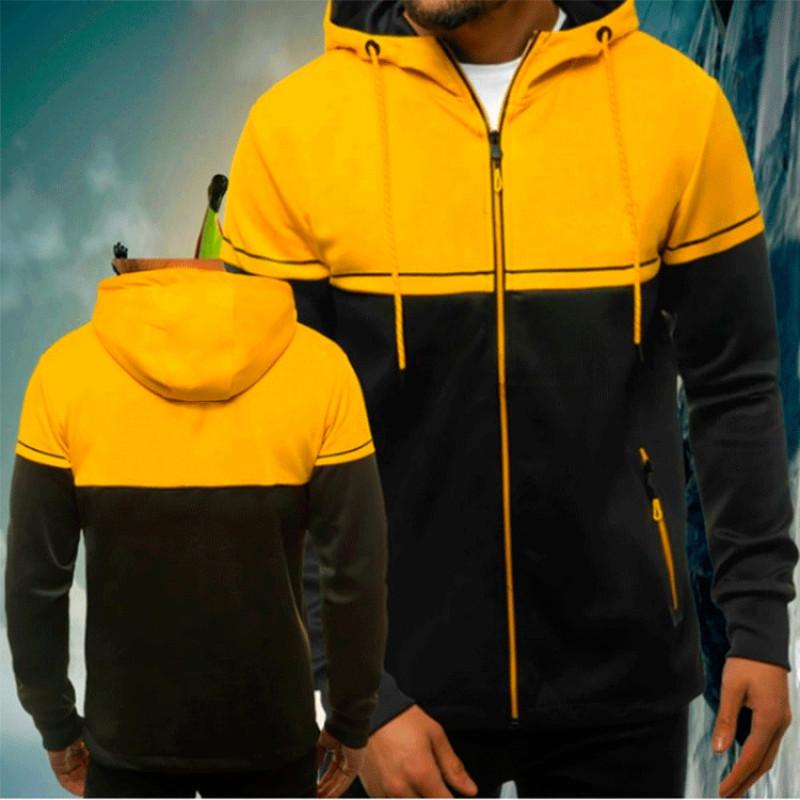 

Men' Tracksuits Style Men Detachable Hooded Cardigan Drawstring Jacket Outerwear Top Oversized Coat Mens Clothing Youth, Yellow