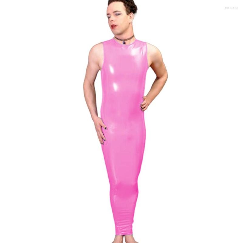 

Casual Dresses PVC Bondage Hobble Dress Mens Sissy Tank Bodycon Two Way Zipper Ankle Length Party Club Performance Fetish Vestido -7XL, Black