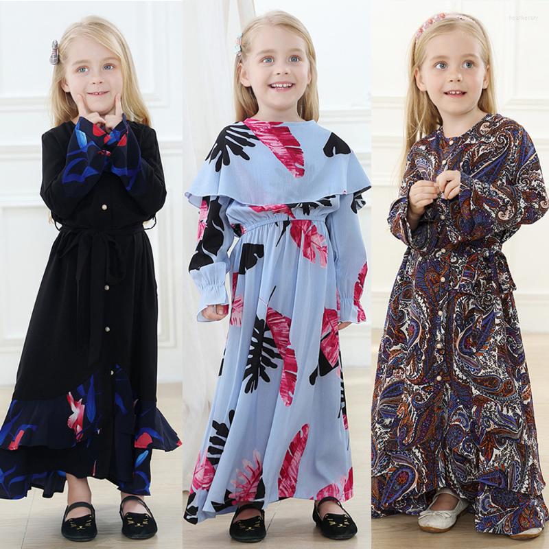 

Ethnic Clothing Women Girls Muslim Fashion Abaya Kids Print Dress Kaftan Dubai Turkish Islamic Children Caftan Dresses Vintage Vestidos