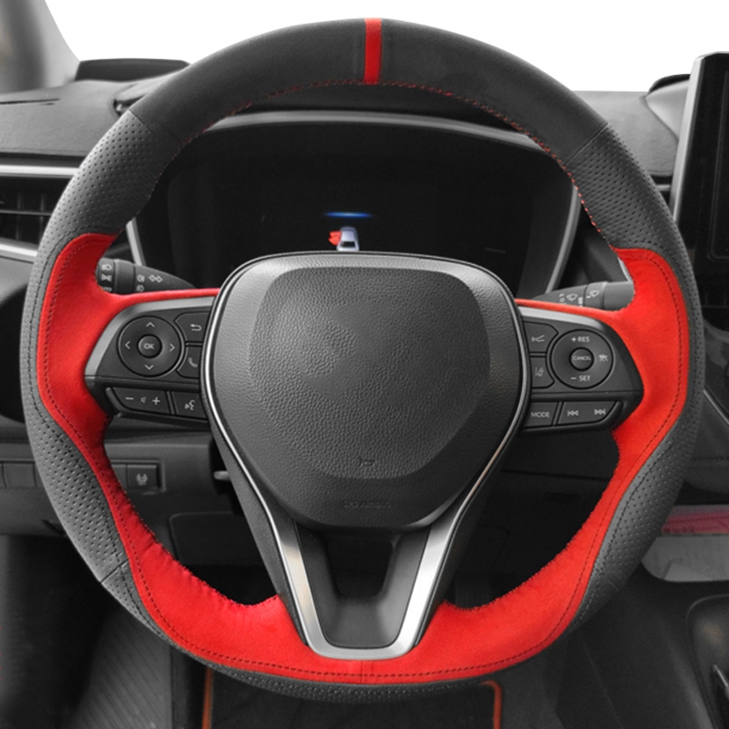 

For Toyota RAV4 2019 Avalon Camry Crown 2018-2020 Customized high quality Non-Slip Suede Car Steering Wheel Cover