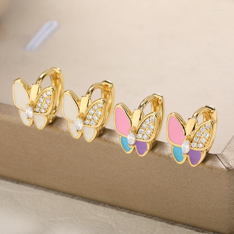 

Hoop Earrings Modern In Women's Earring Colorful Butterfly Stainless Steel Hoops Metal Jewelry For Women Trend Fashion