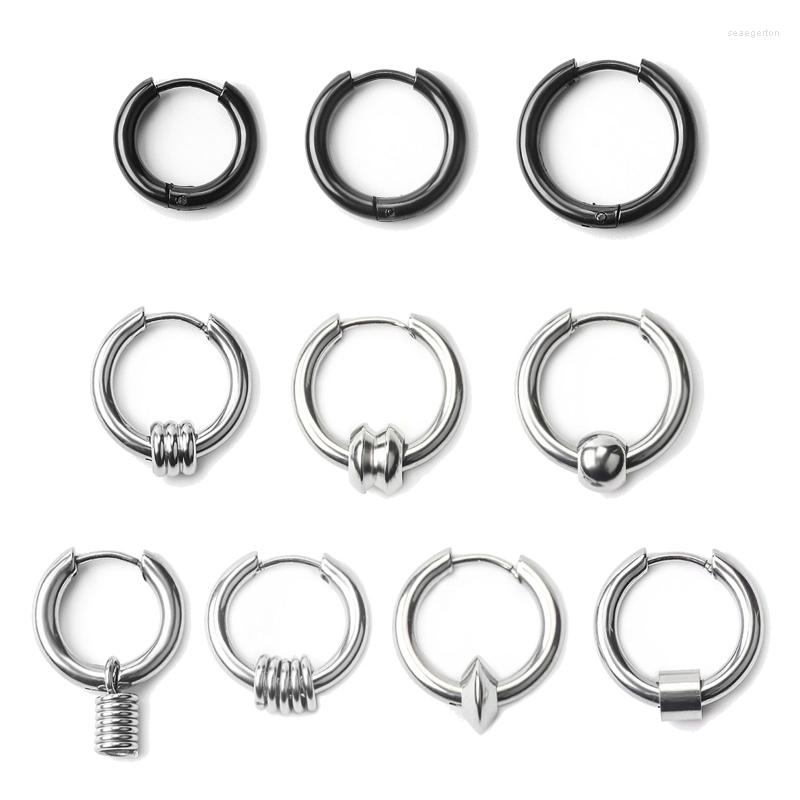 

Hoop Earrings 10x Tiny Cartilage Small Huggie Hinged Hip Hop Pendant Earring Stainless Steel For Women Men