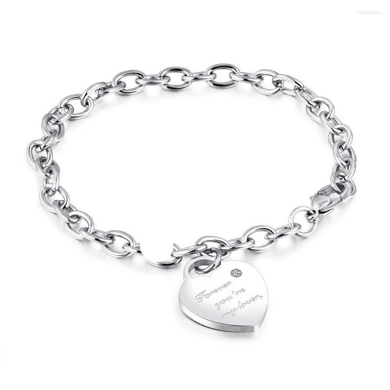 

Link Bracelets Trendy Titanium Stainless Steel Heart Charm Rose Gold Color Female Models Love Chain & B18195