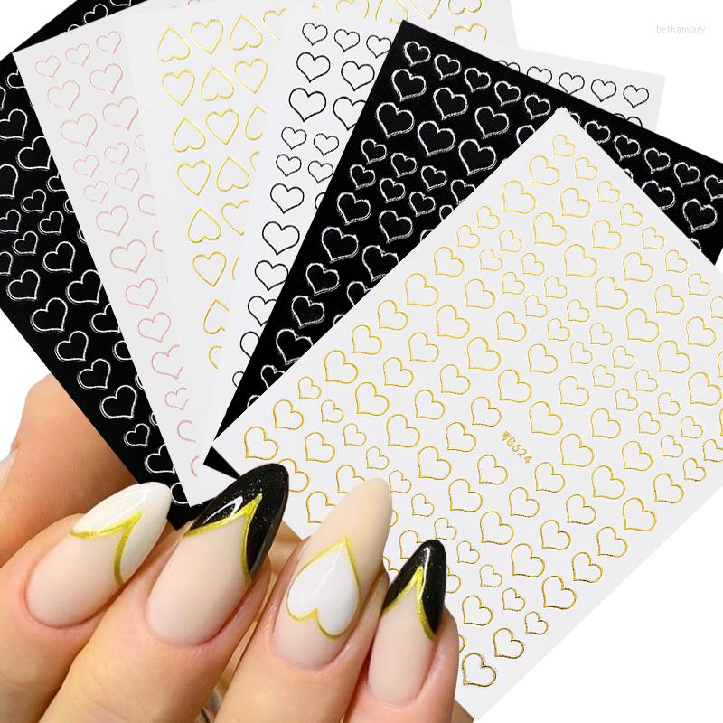 

Nail Stickers Heart Love Design 3D Sticker English Letter French Striping Tape Lines Trasnfer Sliders Valentine Art Decor, X068