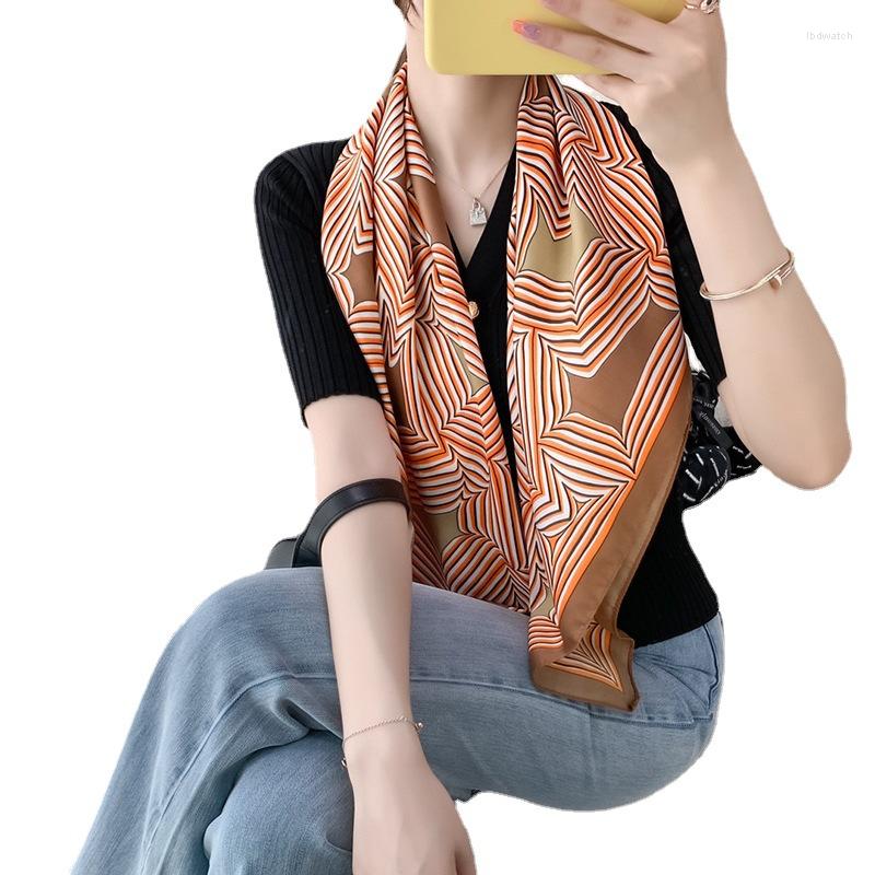 

Scarves 2022 90cm Lady Scarf Big Kerchief Woman Travel Accessory Floral Pattern Fashion Wraps Shawl Valentines Gift Collar