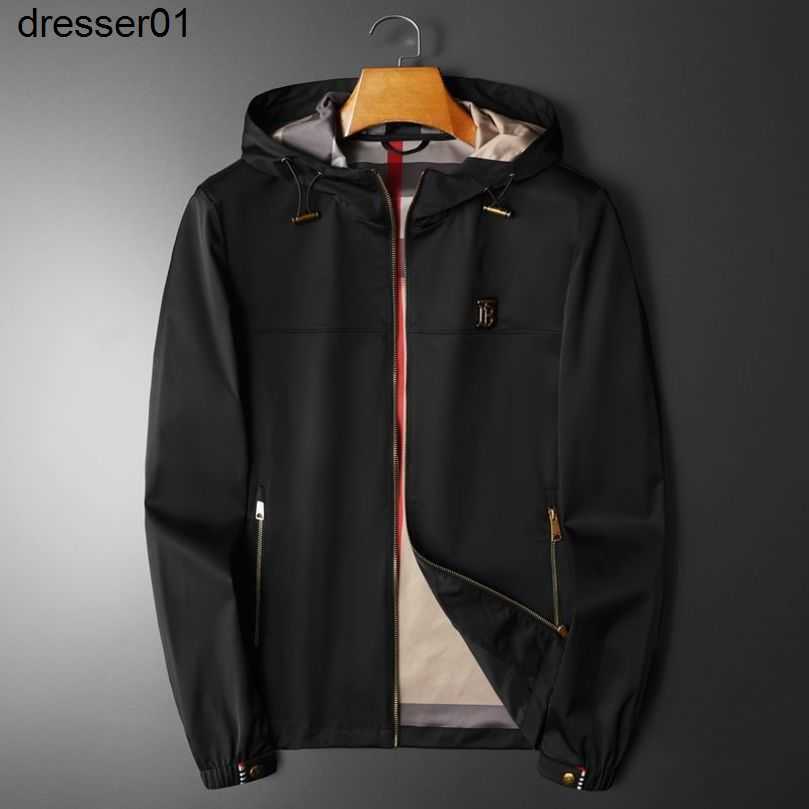 

Burberys Mens Jacket Burbrerys Coat Luxury Same Style New Hooded Slim in Spring 2022, 0895 black