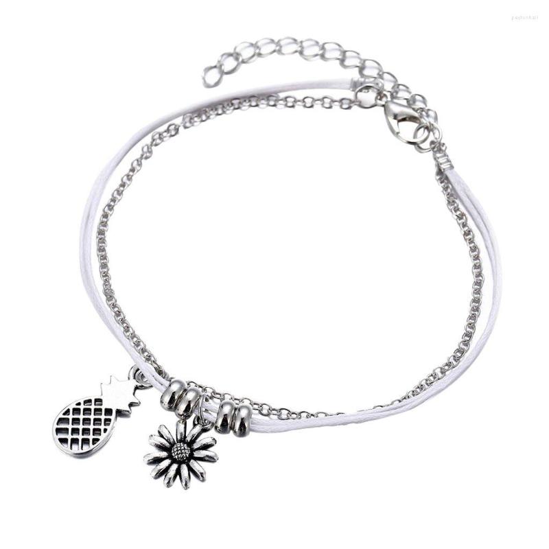 

Anklets Fashion Layered Metal Handmade Rope Chain Adjustable Beach Ankle For Women