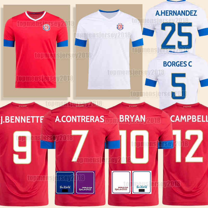 

2022 2023 Costa Rica soccer jerseys MEN CONTRERAS Jersey CAMPBELL 3 J.VARGAS 10 BRYAN DUARTE J BENNETTE TEJEDA VENEGAS RUIZ AGUILERA BORGES C SALAS 22 23 football shirt, Men (ge si da li jia)+patch