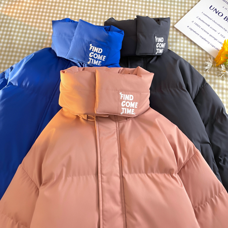 

Men's Down Parkas Korean Winter Ripstop Quilted Jacket Couple Solid Zip Warm Thicken Padded Cotton Coat Klein Blue Oversized Puffer 221207, Pink