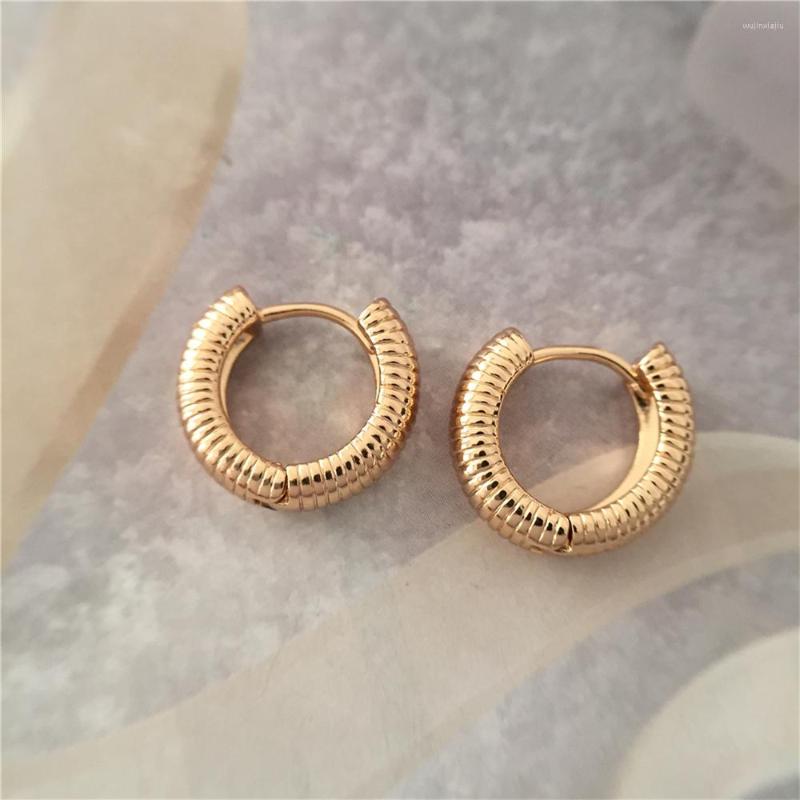 

Hoop Earrings Bohemia Gold Color Plating Small Textured Striple For Women Girl Elegant Casual Tiny Gorgeous Jewelry Accessory