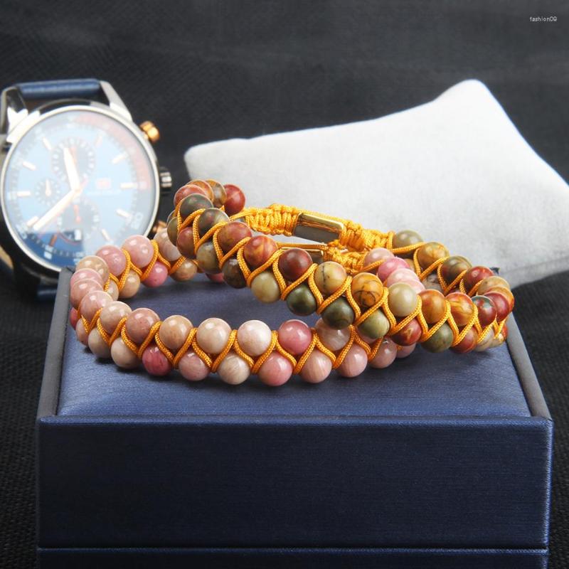 

Strand Ailatu Luxury Logo Stainless Steel Charm Stone Bracelet Unique Design Fashion Braided Adjustable Bangle Jewelry Name Engrave