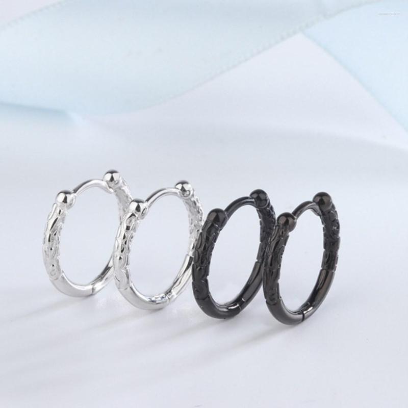 

Hoop Earrings Pure Silver For Women Siler/ Black Round Circle Ear Cuff Brincos Femme Trendy Jewelry Accessories Party Gifts