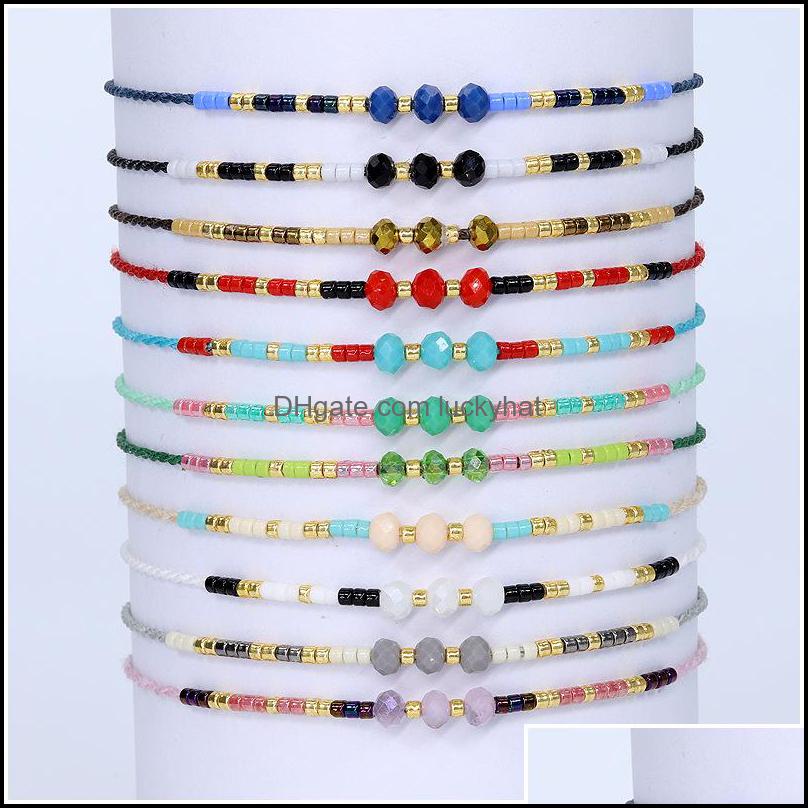 

Charm Bracelets Handwoven Colorf Beaded Bracelet Adjustable Handmade String Braided Knot Crystal Beads Bracelets Bangle Q587Fz Drop Dhqdz
