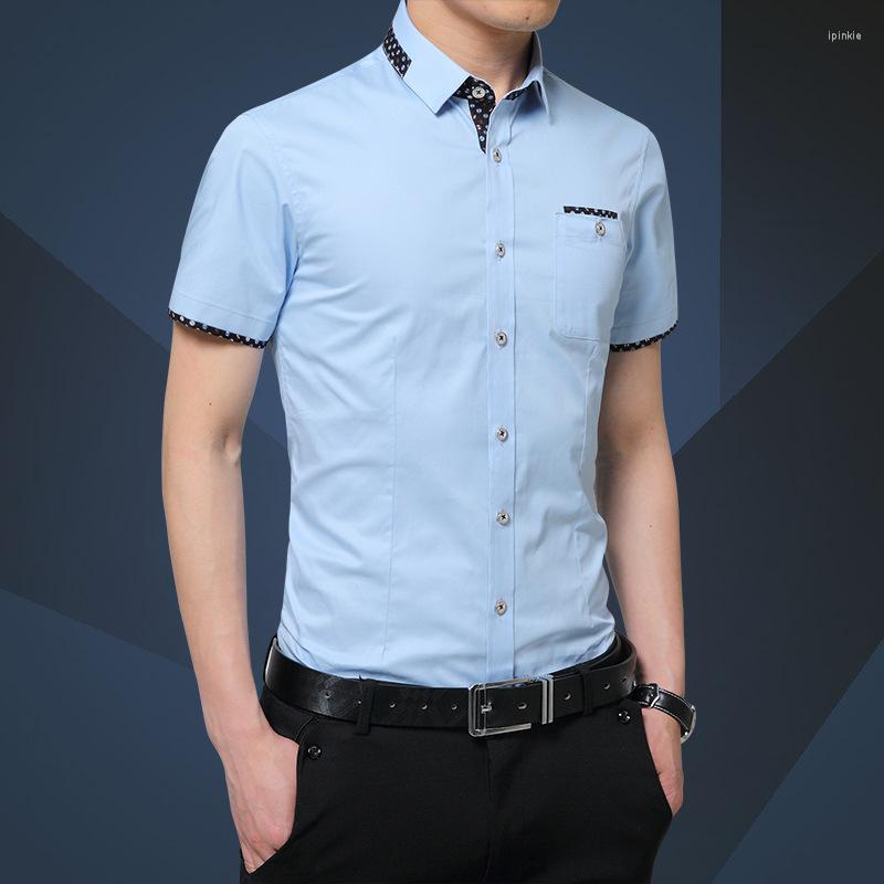 

Men's Casual Shirts Summer Men's Floral Short-sleeved Shirt Cotton Slim Light Color All-match Breathable Fit Business Tide