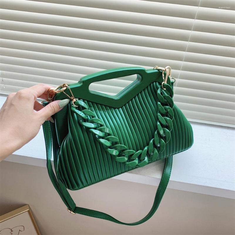 

Evening Bags YUOCL Top Brand Triangle Handbag And Designer Pleated Shoulder Bag For Women 2022 Envelope High Quality Crossbody, Black