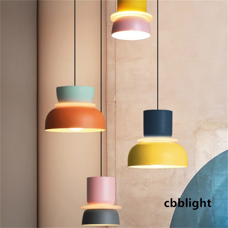 

Modern Macaron Pendant Lamp LED Hanging Suspension Living Study Bar Dining Room Bedside Bedroom Lighting Decor Furniture Chandelier Ceiling Lighting LRG010