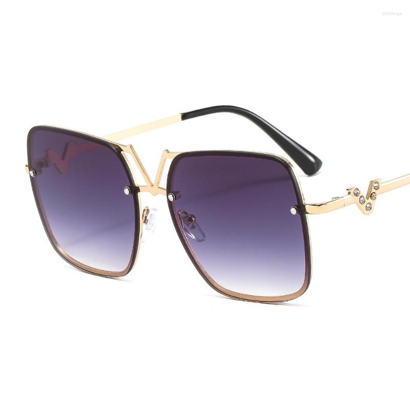 

Sunglasses Sella Arrival Brand Designer Fashion Women Oversized Square Trending Men Alloy Frame Gradient Lens Sun Glasses