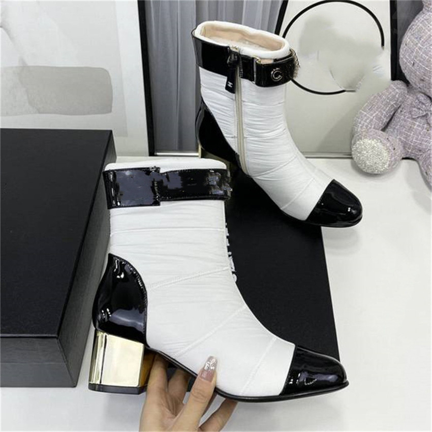 

Luxury Design Boots Channel Fashion Women Retro Decoration Winter Warm Snow Non slip High Heel Martin Knight Tassel Casual Socks Boots 04-015