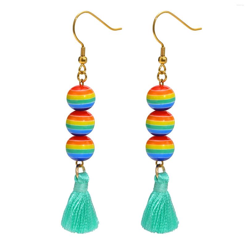 

Dangle Earrings Rainbow Beaded Tassel Earring For Women Simple Drop