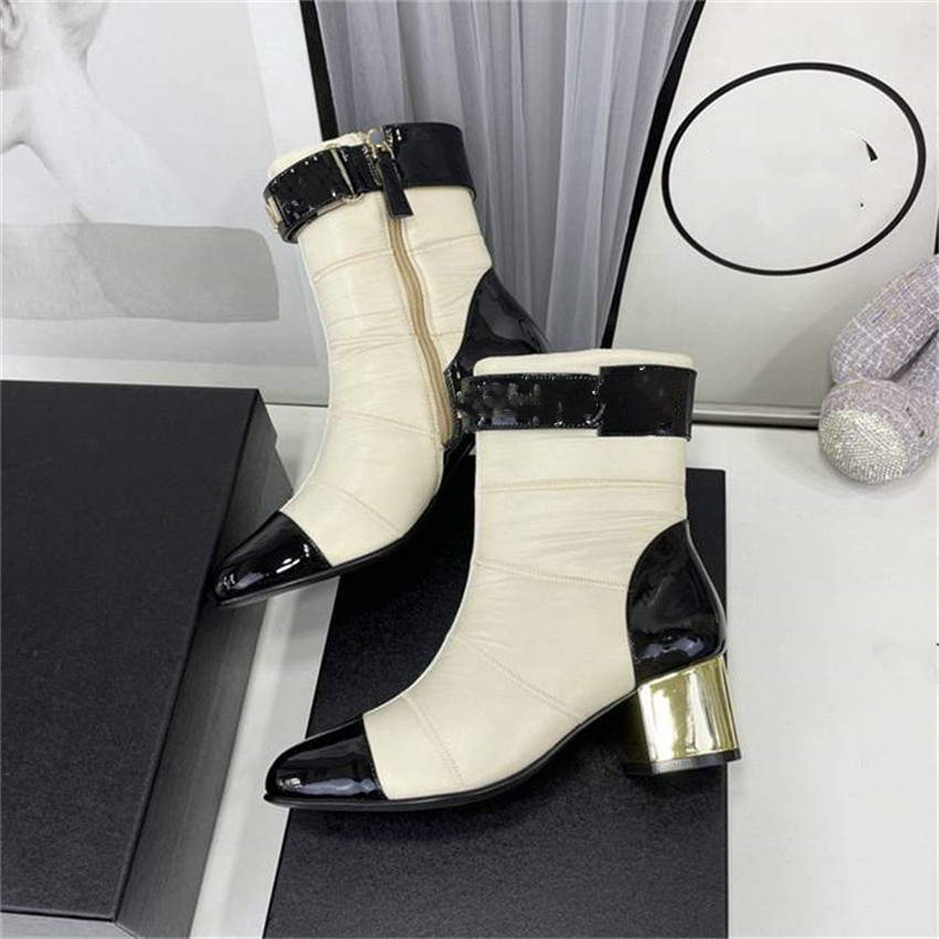 

Luxury Design Boots Channel Fashion Women Retro Decoration Winter Warm Snow Non slip High Heel Martin Knight Tassel Casual Socks Boots 04-017