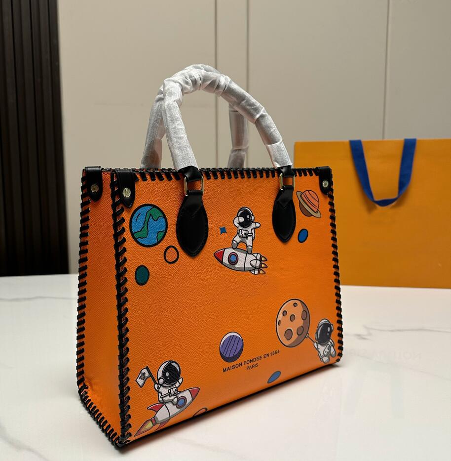 

FASHION Crafty ONTHEGO MM GM PM M44925 WOMEN luxurys designers bags genuine leather lady Handbags messenger crossbody shoulder bag Totes Wallet backpack, Orange