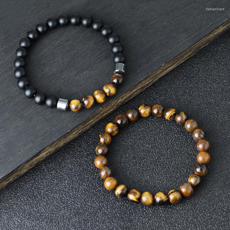 

Charm Bracelets Fashionable Men Natural Brown Tiger Eyes Braslet Bangle Yoga Rosary Beads Braclet Homme Jewelry Accessories Pulseira