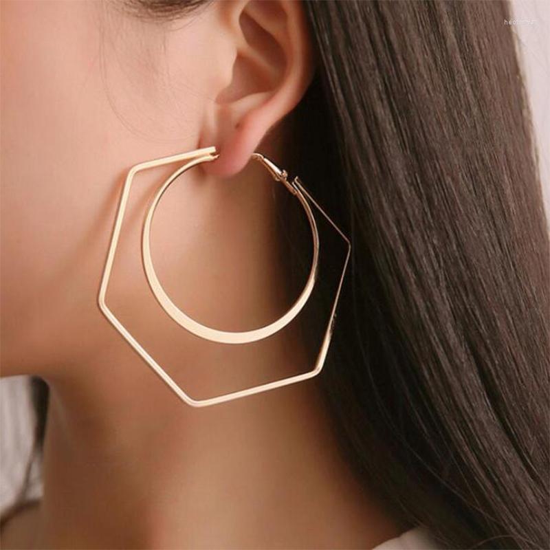 

Hoop Earrings BLIJERY Vintage Geometric Big For Women Fashion Statement Gold Color Simple 2022 Female Jewelry