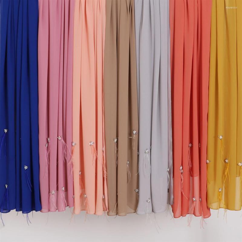 

Ethnic Clothing 20pcs Malay Indonesia Style Hijab Ostrich Feather Scarf Good Stitching Muslim Shawl Plain Soft Turban Headband