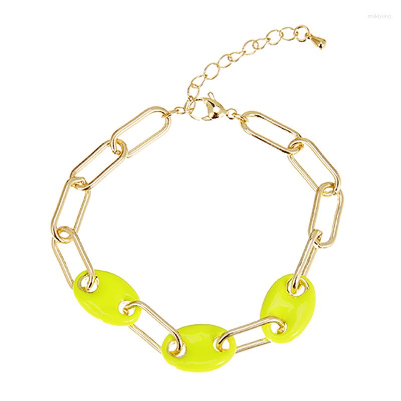 

Link Bracelets ZHINI Fashion 9 Colors Acrylic Pendant For Women Gold Stainless Steel Punk Bangle Bracelet Wedding Jewelry