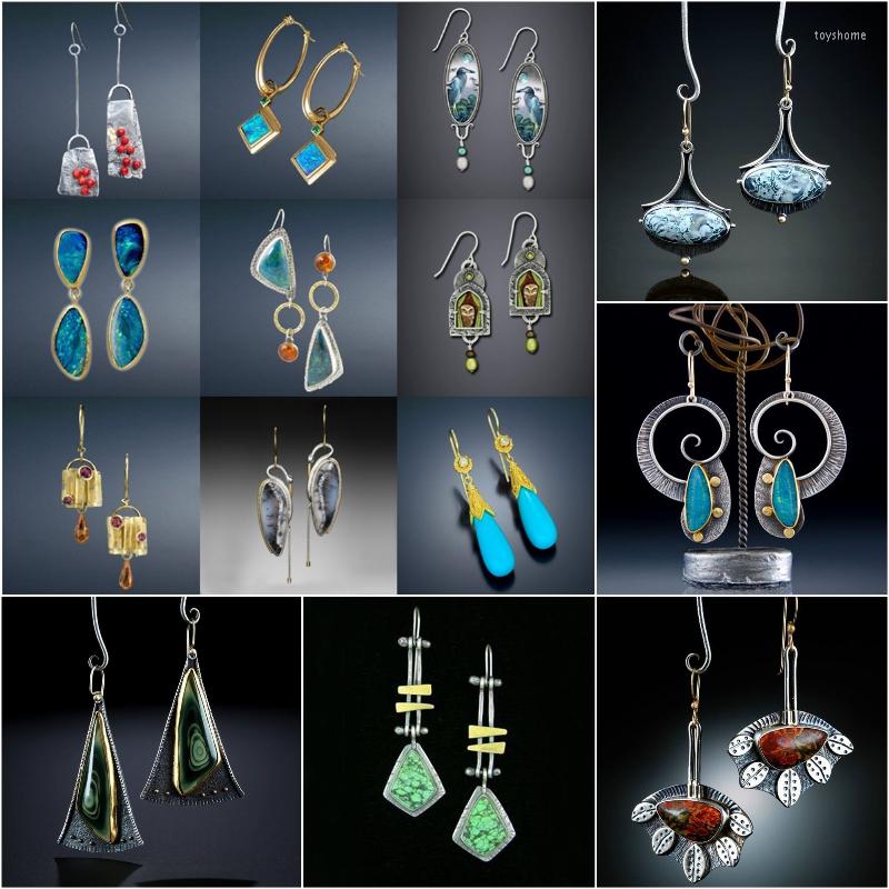 

Dangle Earrings Fashion Tribe For Women Jewelry Metal Brincos Resin Ethnic Long Drop Earring Accessories Wholesale