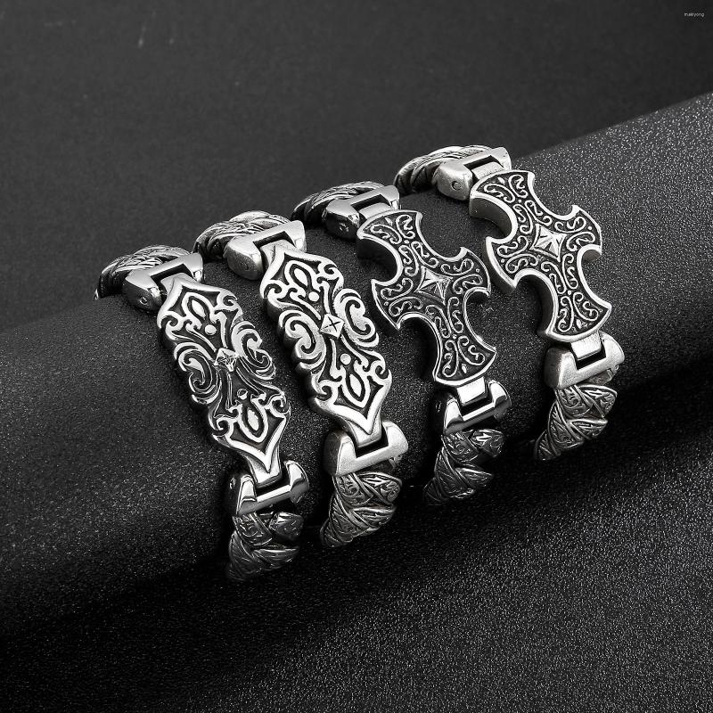 

Link Bracelets Vintage Cross Men High Quality Stainless Steel Bracelet Jewelry