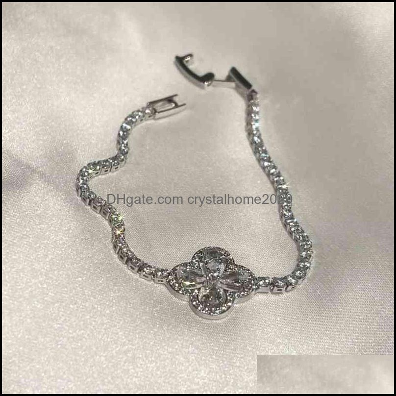 

Charm Bracelets Micro Inlaid Zircon Clover Adjustable Tiktok With Light Luxury Style Lady Bracelet Drop Delivery Jewelry Bracelets Otprv