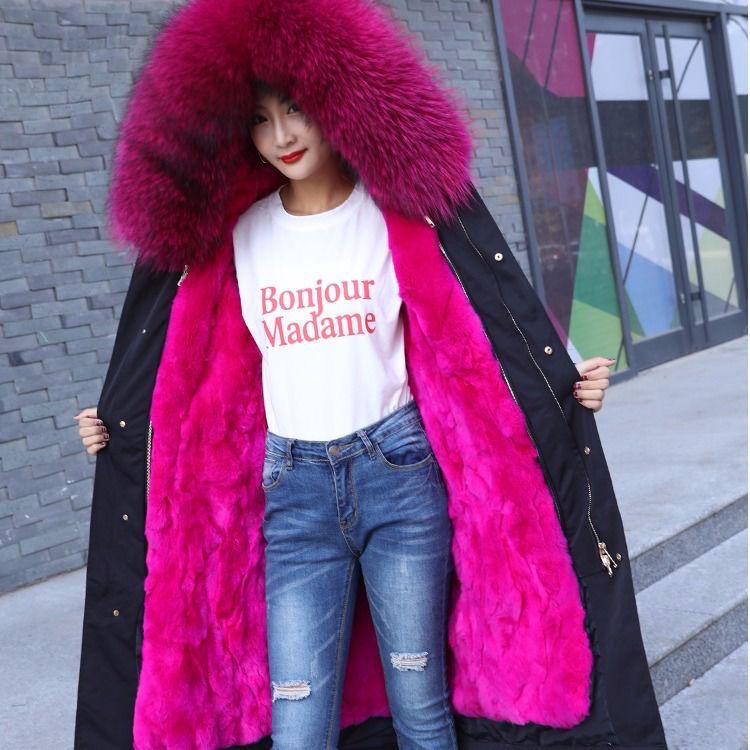 

Women's Down Parkas Casual Wear Party To Overcome Female Imitation Large Collar Rex Rabbit Fur Inner Parker Fashion Coat 221207, White