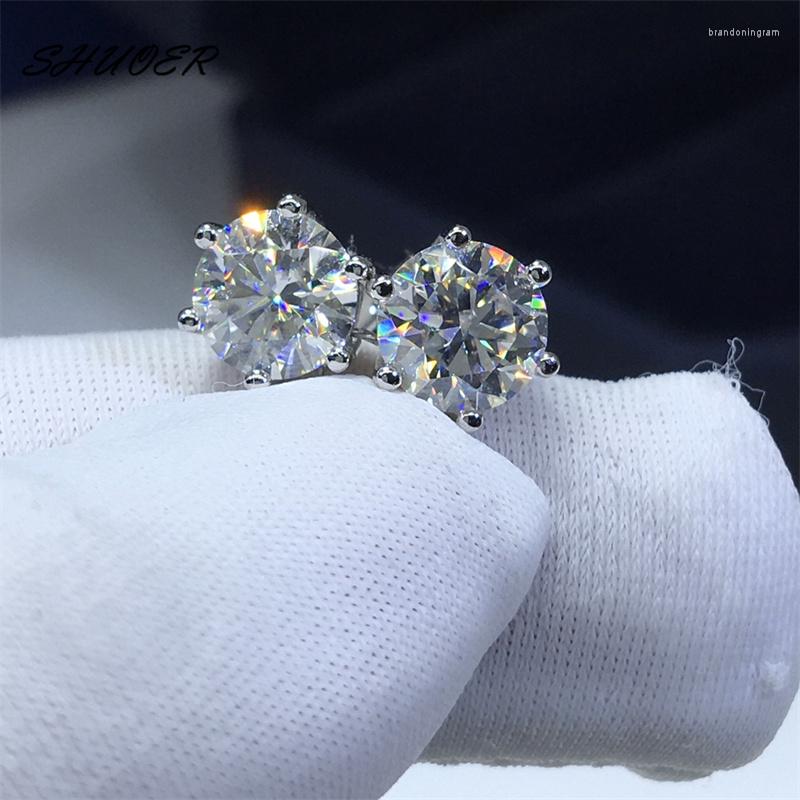 

Stud Earrings Classic 925 Sterling Silver 1 Carat Brilliant Cut Pass Diamond D Color Round Moissanite Women Jewelry Gift