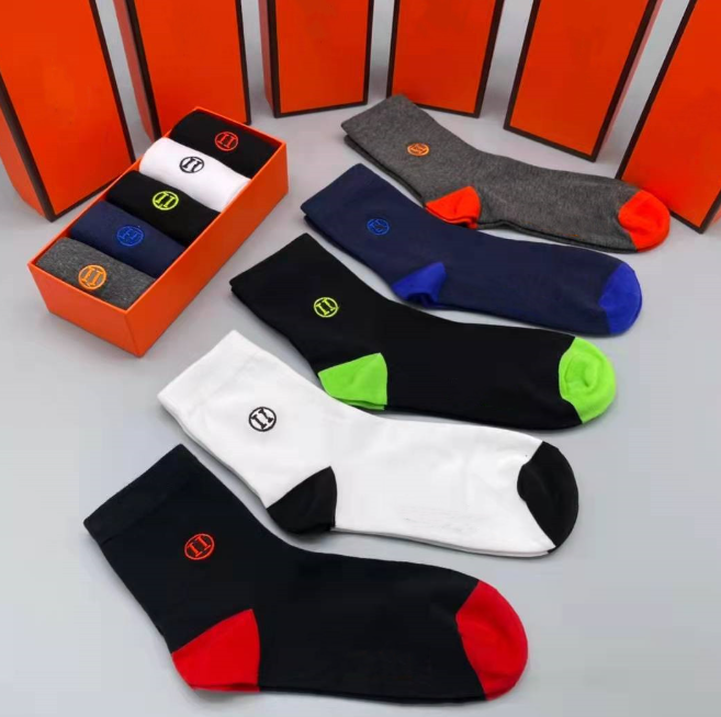 

Letter Cotton Sock Men's Mid-Calf Length Sock Spring New Deodorant Solid Color Trend Business Athletic Socks, Colour mixture(5 pairs)