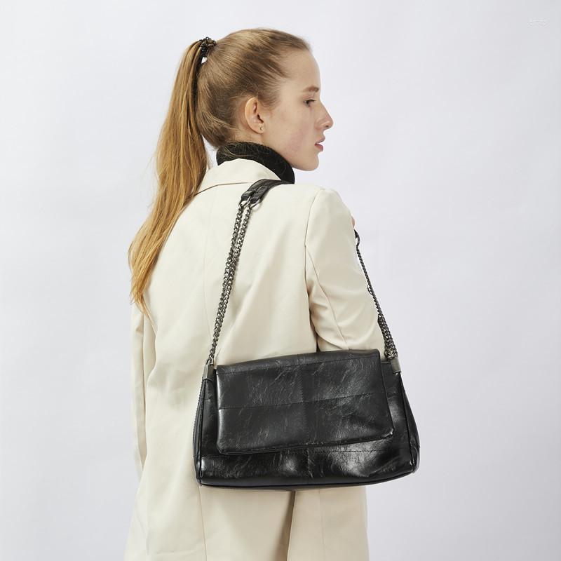 

Evening Bags Casual Women Pu Leather Handbags Chain Ladies Shoulder Bag High Quality Female Crossbody For Fashion Messenger, Black