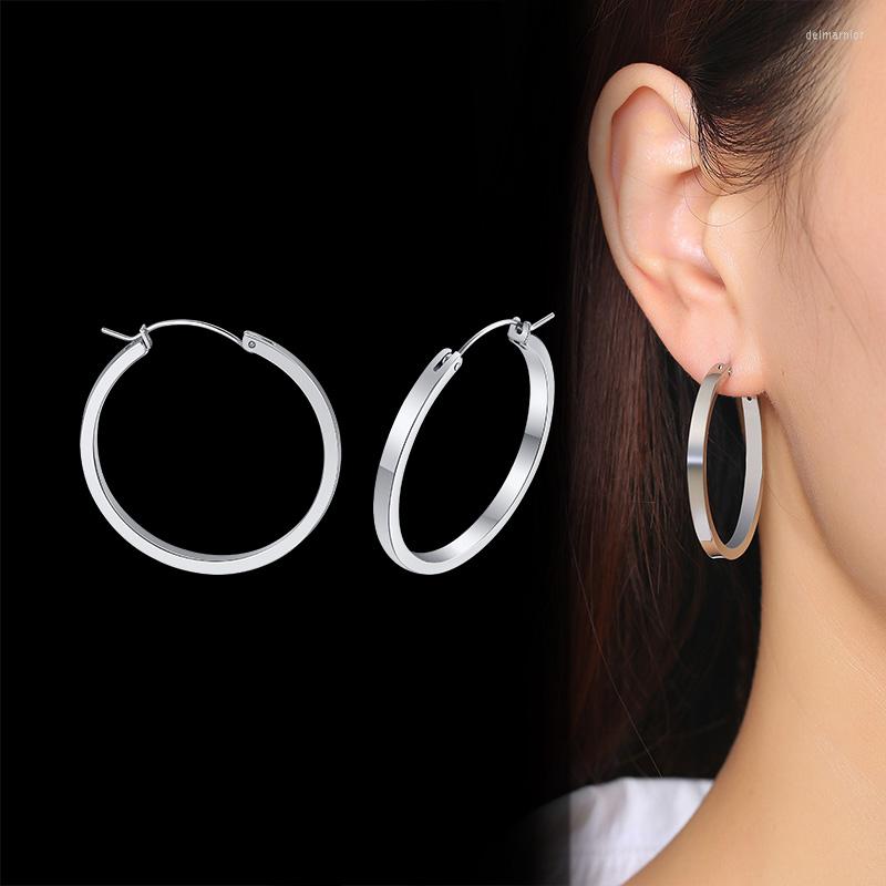 

Hoop Earrings Fashion Big Circle Women 35mm Stainless Steel Round Statement For Party Girl Gift Jewelry