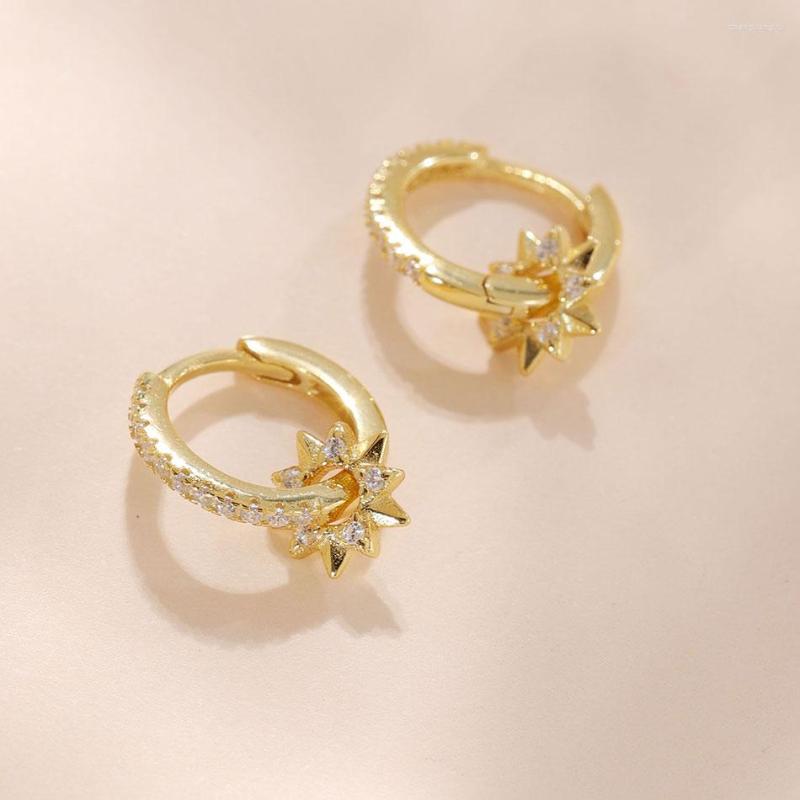 

Hoop Earrings 925 Sterling Silver Elegant Zircon Flower Huggies For Women Girls Fashion Party Jewelry Ear Buckle 2022