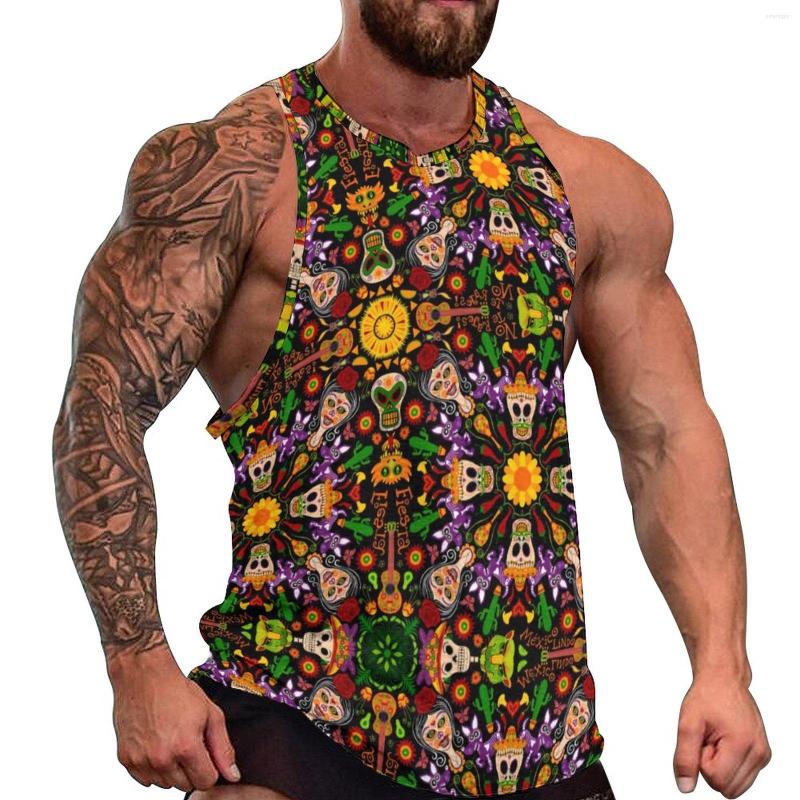 

Men' Tank Tops Abstract Mandala Print Top Mexican Style Trendy Beach Gym Males Graphic Sleeveless Vests Plus Size, Style-4
