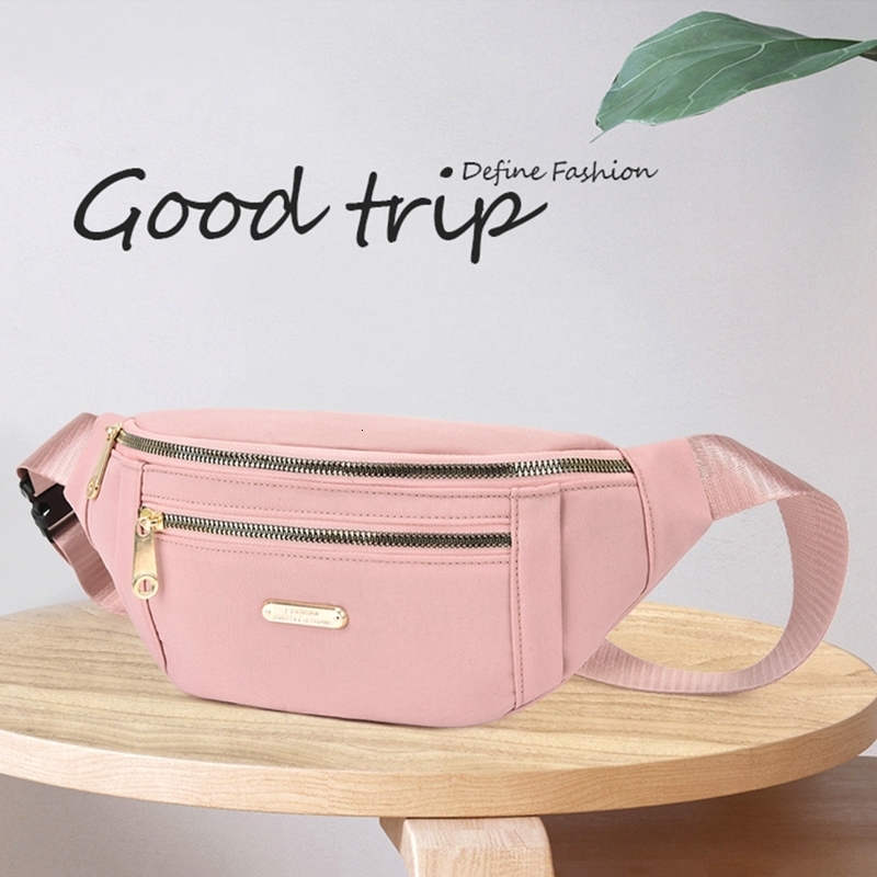 

Waist Bags Fashion Luxury Women Men Moblie Phone Zipper Pouch Packs Mobile Hip Bum Waterproof Funny Banana 221208, B-pink