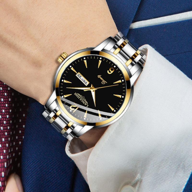 

Wristwatches Golden Casual Steel Fashion Quartz Watch Mens Watches Top Waterproof Clock Luminous Relogio Masculino, Jb