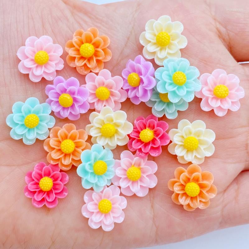 

Nail Art Decorations 30Pcs 13mm Mini Colorful Flower Resin Mix Colors Floral Charms Shaped Manicure Supplies