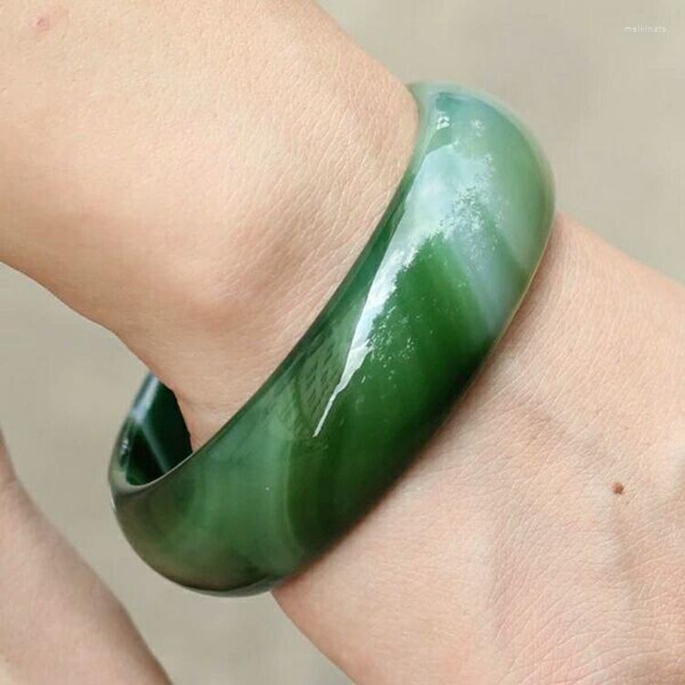 

Bangle Pure Natural Green AgatesBracelet In BrazilJewelry Gift Jades For Women
