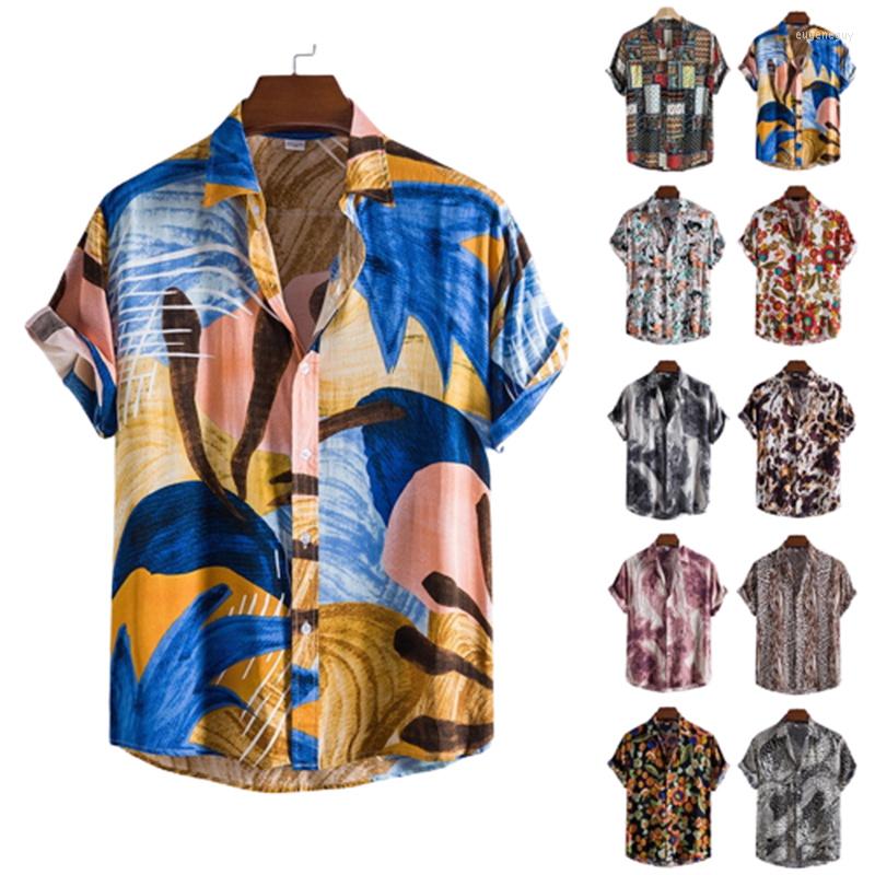 

Men's Casual Shirts 2022 Luxury Men's Men Hawaiian Camicias One Button Wild Shirt Print Short Sleeve Beach Clothing, Dwdcs-52