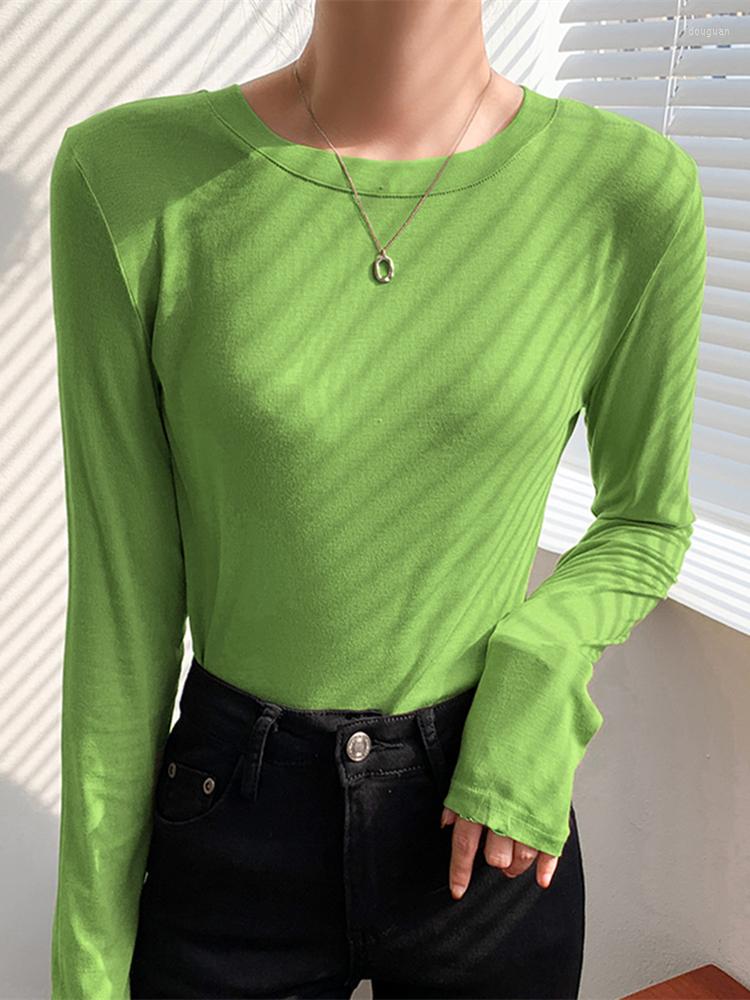 

Women' T Shirts Spring Autumn Slim O-Neck Cotton Women' T-Shirts 2022 Long Sleeve Bottoming Minimalist Solid Basic Tops Female, Black