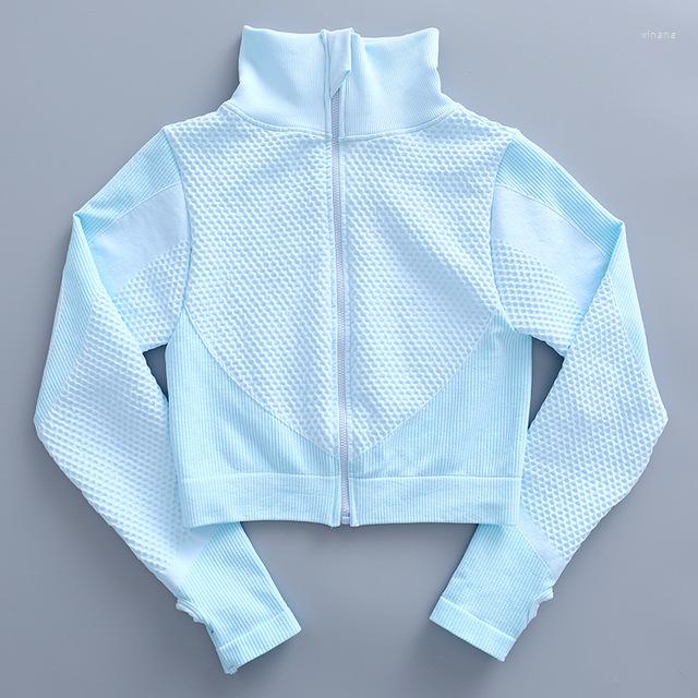 

Active Shirts Women High Elastic Yoga Jacket Seamless Long Sleeve Workout Gym Professional Clothes Sportswear Crop Top Nepoagym, Green