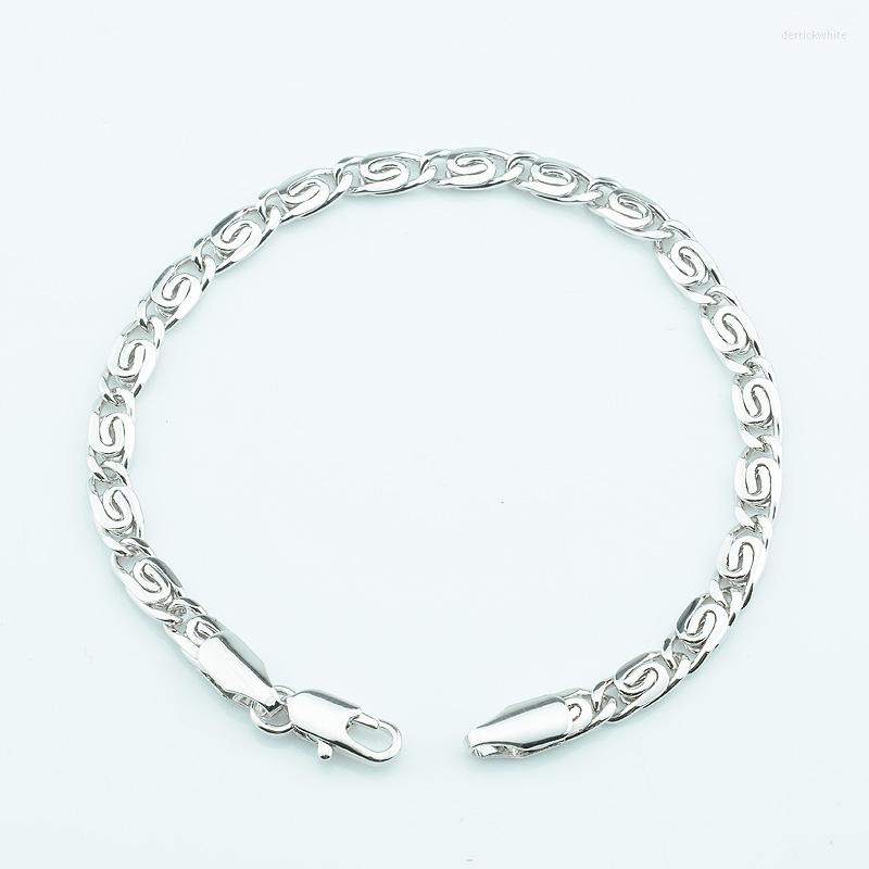 

Link Bracelets 1pcs 4mm Width For Men White Gold Color Snails Fashion Jewelry