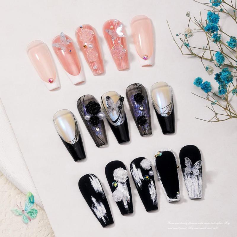 

Nail Art Decorations 1 Box Accessories Non-falling Shining Sparkling DIY Resin 3D Camellias Faux Pearl Manicure Craft Ornament For Beau