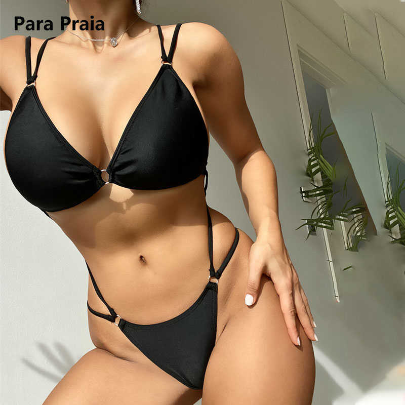 

Swim Wear Para Praia 2022 Black One Piece Swimsuit Backless Bandage Swimwear for Women Sexy Bathing Suit High Cut Swimwear Thong Bodysuit T221208